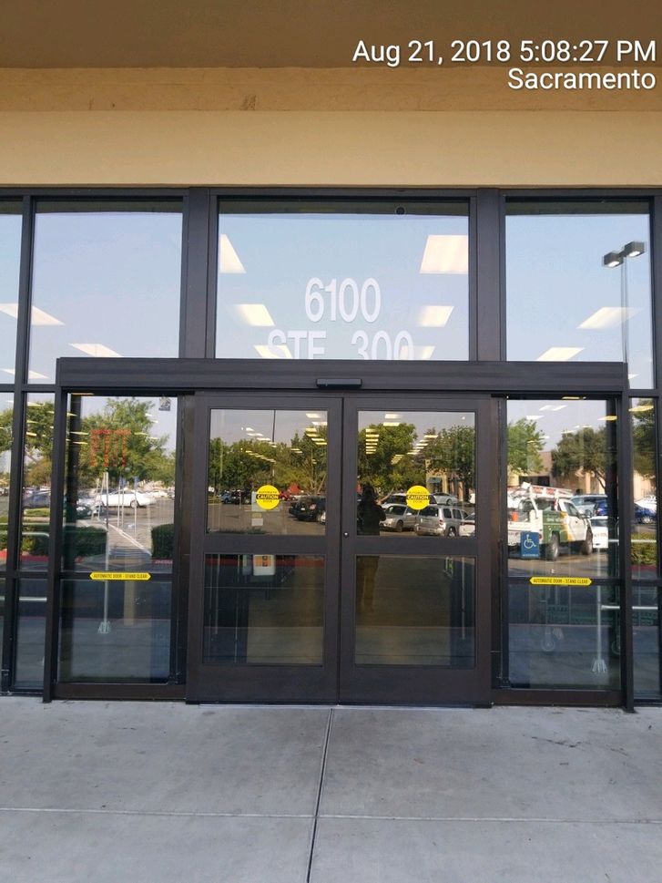 Automatic doors at a business store front