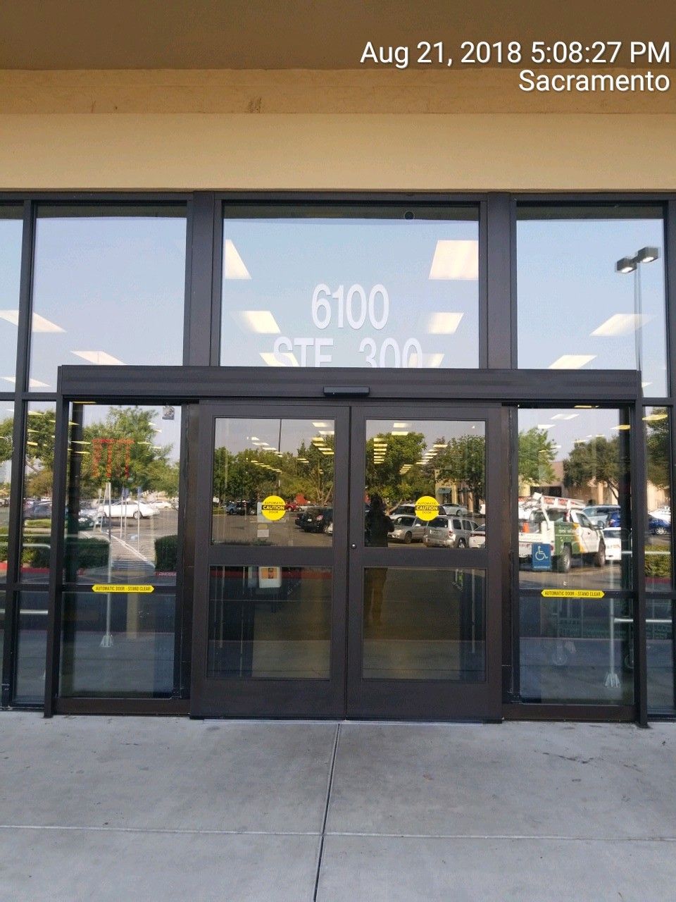 Glass automatic business doors