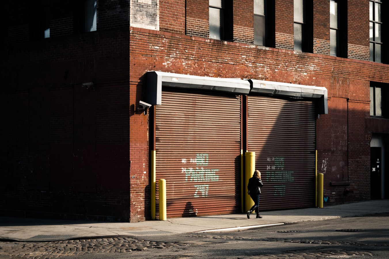 A pair of roll-up garage doors